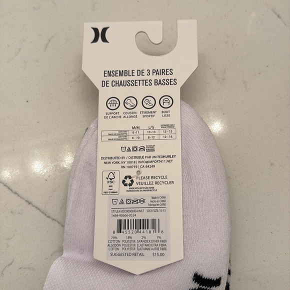 Men’s Hurley 3 pack low cut socks nwt size large - Picture 4 of 4